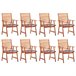 8 Sillas comedor de jardín de madera maciza acacia con cojines Multicolor