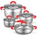 Batería Cocina Set 8 Piezas Vitro Inducción Acero Rojo Gridinlux Rojo