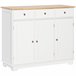 Aparador de Cocina MDF, Madera de Caucho HOMCOM 101 Blanco