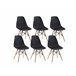 Mesa de Comedor o Cocina + 6 Sillas Estilo Nordico 138x80 Blanco/ Negro