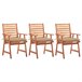 3 Sillas de comedor para jardín de madera con cojines Beige