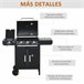 Barbacoa de Gas PP, Acero Outsunny Negro