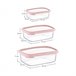 Set 3 Recipientes Rectangular Herméticos para Alimentos 7house Rosa