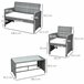 Muebles de Ratán Poliéster, Ratán PE, Vidrio, Metal Outsunny Gris