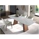 ANGEL CERDA Mesa comedor extensible ovalada barril mármol porcelánico y nogal 230x90 Nogal
