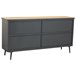 Aparador de metal y madera con vidrio, Negro