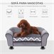 Sofá para Mascotas Madera, PVC, Esponja PawHut Gris