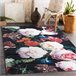 Alfombra lavable ANDRE 1629 flores vintage 120x170 Negro