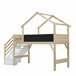 Cama alta cabaña infantil de madera de pino Cama alta cabaña infantil de madera de pino Natural/ Blanco