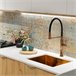 Grifo de Fregadero de Cocina Monomando Cobre Satinado con Caño Dorado