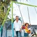 Columpio jardín infantil doble con balancín y trapecio INTEX Verde