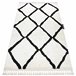 Alfombra BERBER Cuadriculado Franjas Bereber Marroquí Shaggy 80x150 Blanco/ Gris