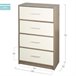 Max Home Cómoda 4 cajones de tela Blanco/ Madera
