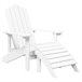 2 Sillas de jardín Adirondack con reposapiés y mesa Blanco