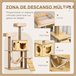 Árbol para Gatos Melamina de Madera, Yute, Poliéster PawHut Amarillo
