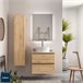 Mueble de baño Nabua con tirador de pestaña | Lavabo sobre encimera 60 Roble