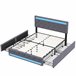 Cama doble, LED, USB, 4 cajones 162x210 Gris
