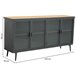 Aparador de metal y madera con vidrio, Negro