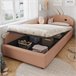 Cama con almacenaje de terciopelo Cama con almacenaje de terciopelo Rosa