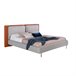 Cama tapizada en tela y polipiel Gris