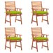 4 Sillas de comedor para jardín de madera con cojines Verde