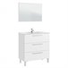 Mueble baño Alise 3 cajones espejo, sin lavabo, Blanco brillo Blanco