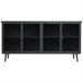 Aparador de metal y madera con vidrio, Negro