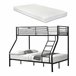 Litera de metal con escalera y colchones - para 3 personas 210x147 Negro