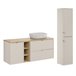 Conjunto muebles con lavabo 3 compartimientos cesto y columna Alba 140 Beige