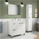 Mueble baño Adam 2 puertas 2 cajones, espejo y lavabo, Blanco brillo Blanco