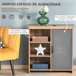 Aparador Auxiliar Melamina de Madera, Metal HOMCOM 80 Gris