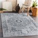 Alfombra lavable ANDRE 1072 Rosetón vintage 160x220 Blanco/ Gris