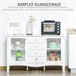 Aparador de Cocina MDF, Vidrio Templado HOMCOM 136 Blanco