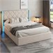 Cama estofada, LED, espaço de armazenamento Cama estofada, LED, espaço de armazenamento Beige