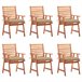6 Sillas de comedor para jardín de madera con cojines Beige