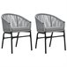 2 Sillas minimalistas de jardín de ratán sintético Gris