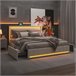 Cama, USB, Tipo C, Cama de Descanso, 4 Cajones, LED 148x213 Beige