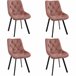 4x Silla tapizada capitoné de terciopelo SJ.33 Rosa