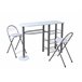 Conjunto barra y 2 taburetes de bar MALACCA II Blanco/ Plateado
