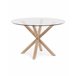 Pack Mesa Redonda de Cristal Templado + 4 Sillas Nordic 120x120 Blanco
