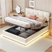 Cama, LED, cama con muelles, cama doble, cama funcional 146x204 Cama, LED, cama con muelles, cama doble, cama funcional 146x204 Beige