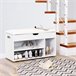 Banco de zapatos con 3 compartimentos y 1 espacio de almacenamiento con asiento cómodo - H44 cm Blanco