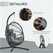 Silla Colgante Huevo Acero, Poliéster Outsunny Gris