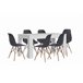 Mesa de Comedor o Cocina + 6 Sillas Estilo Nordico 138x80 Blanco/ Negro