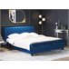 Beliani Cama con somier Terciopelo AVALLON 192x233 Azul Marino