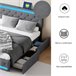 Cama doble, LED, USB, 4 cajones 162x210 Cama doble, LED, USB, 4 cajones 162x210 Gris