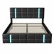 Cama, LED, USB, Tipo-c, Cama juvenil, Cama doble 167x205 Negro
