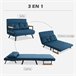 Sofá Cama Acero, Espuma, Poliéster, Madera de Caucho HOMCOM Azul