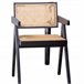 Silla clásica con reposabrazos en rattan y fresno - Compass Negro