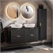 Conjunto de muebles con doble lavabo espejos LED y columna Adriel 120 Conjunto de muebles con doble lavabo espejos LED y columna Adriel 120 Madera